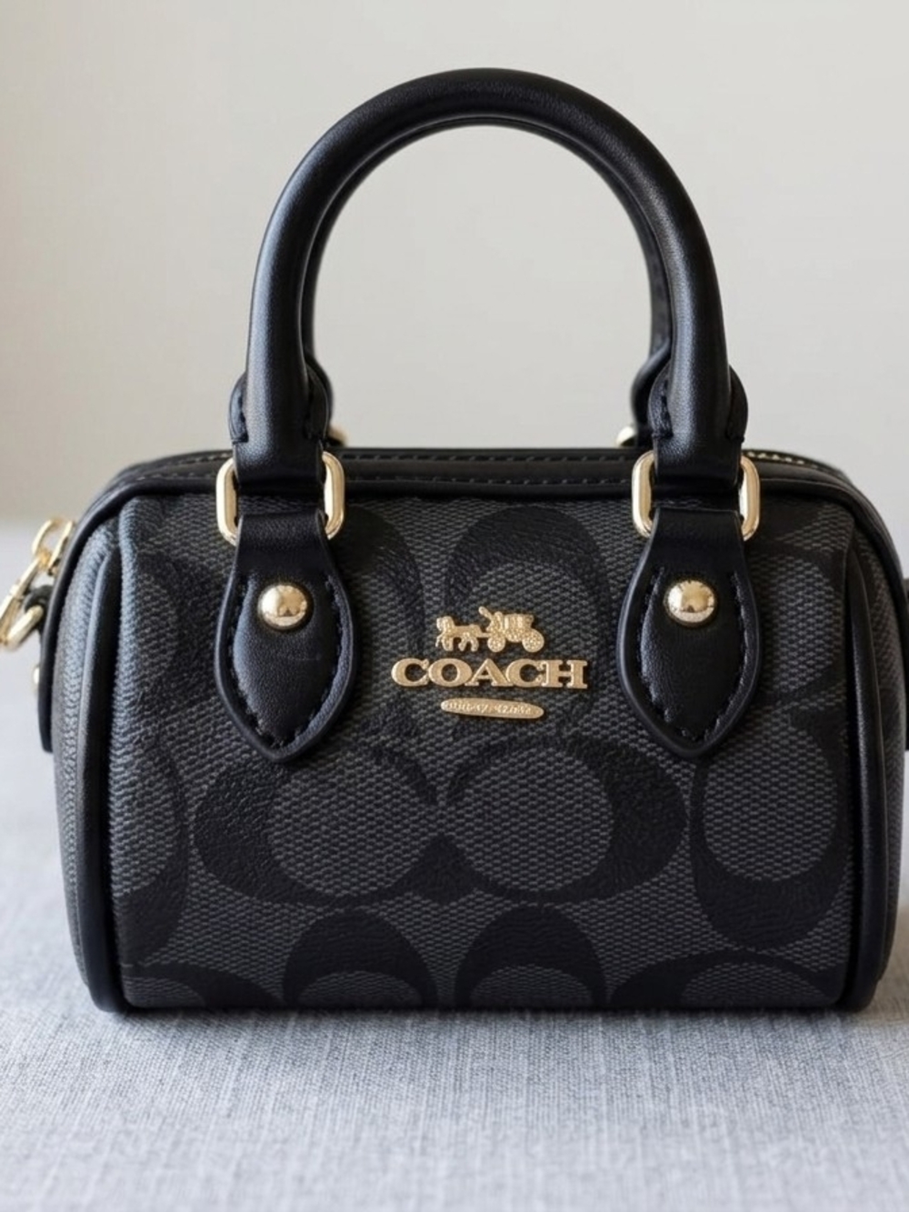 Coach Black Signature Mini Satchel Bag - Picture 6 of 11